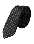 Cravatta regolabile da uomo in seta jacquard nera