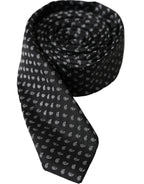 Cravatta regolabile da uomo in seta jacquard nera