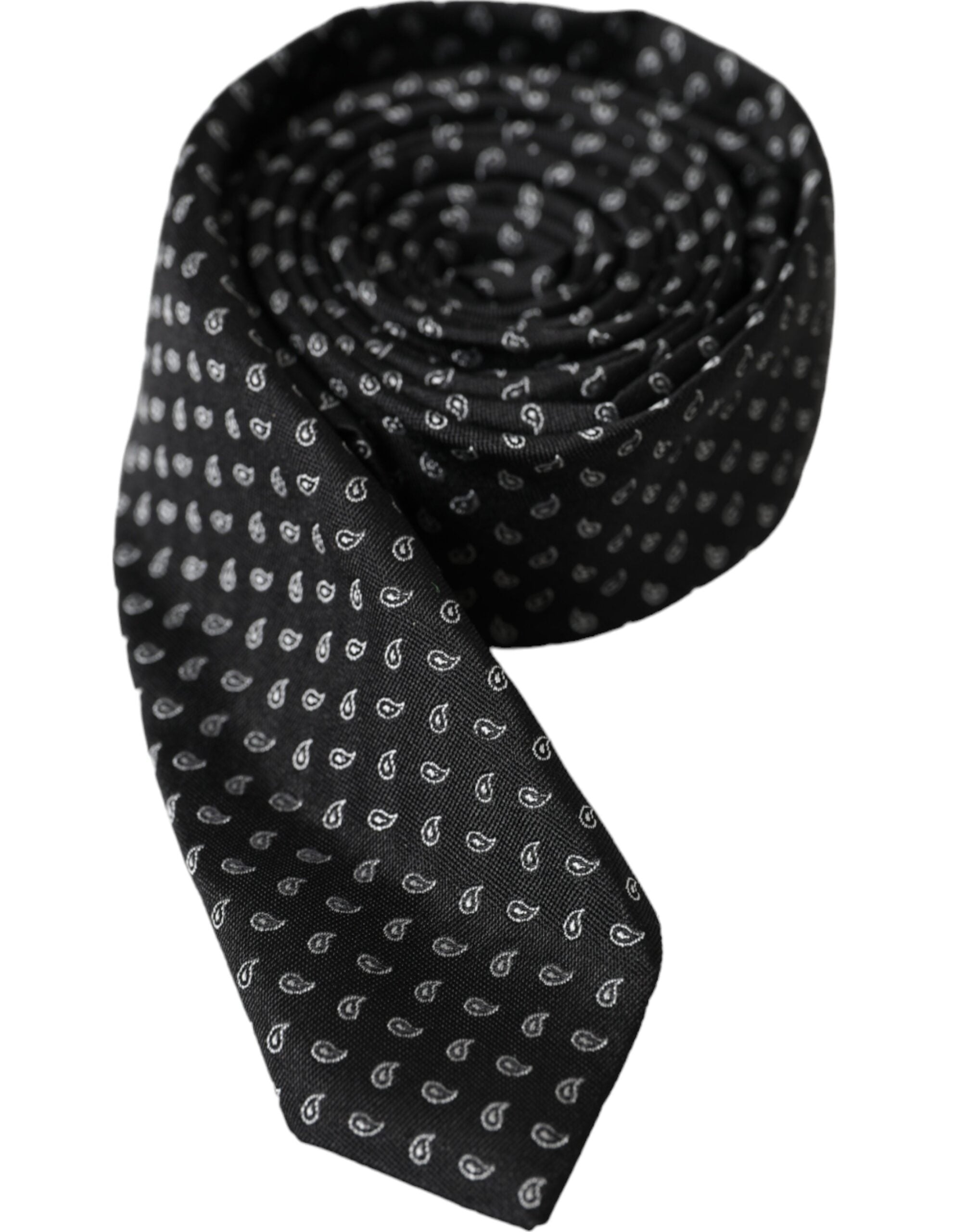 Cravatta regolabile da uomo in seta jacquard nera
