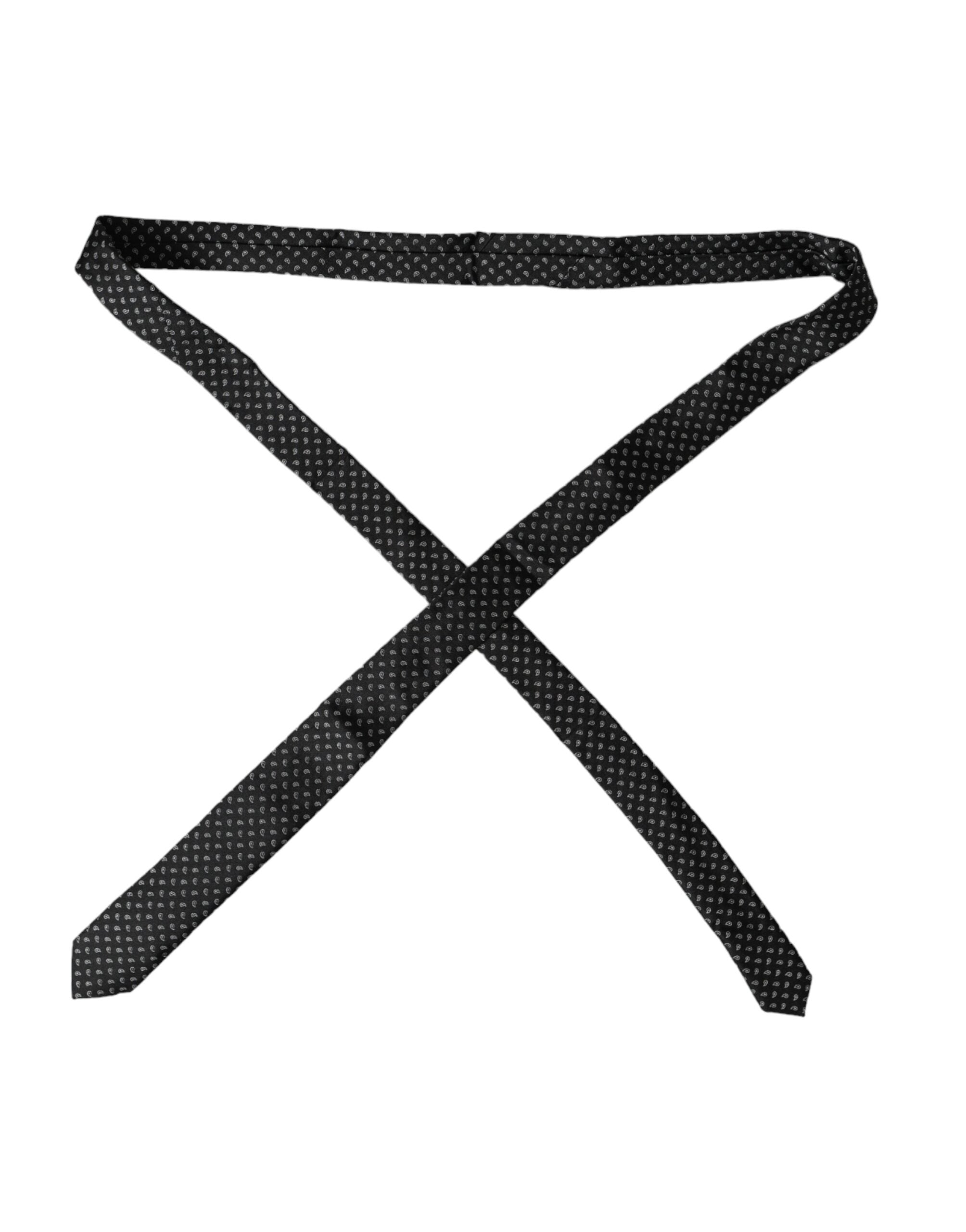 Cravatta regolabile da uomo in seta jacquard nera