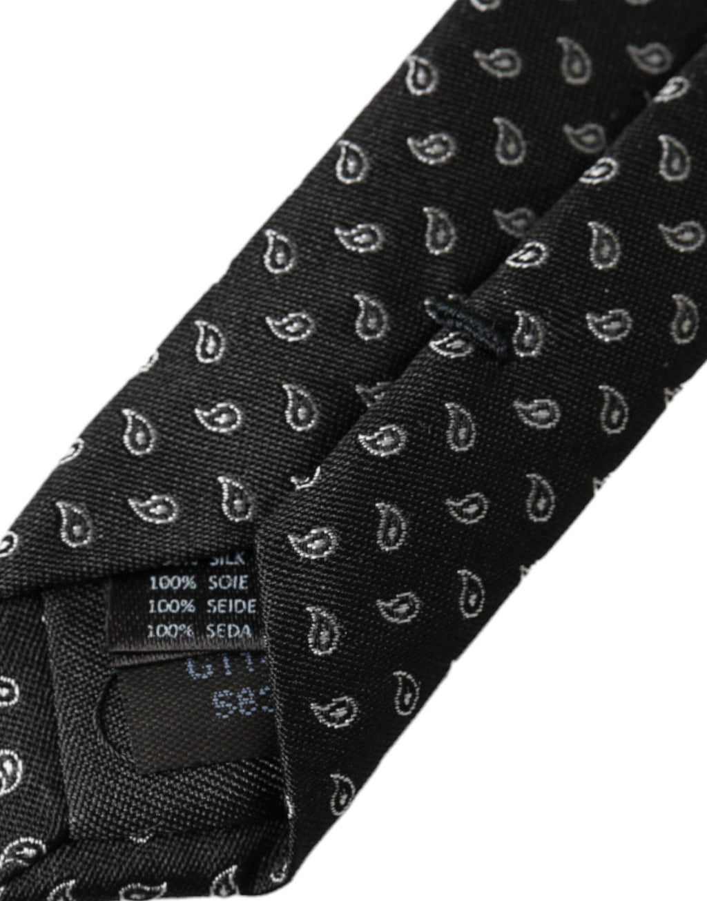 Cravatta regolabile da uomo in seta jacquard nera