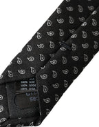 Cravatta regolabile da uomo in seta jacquard nera