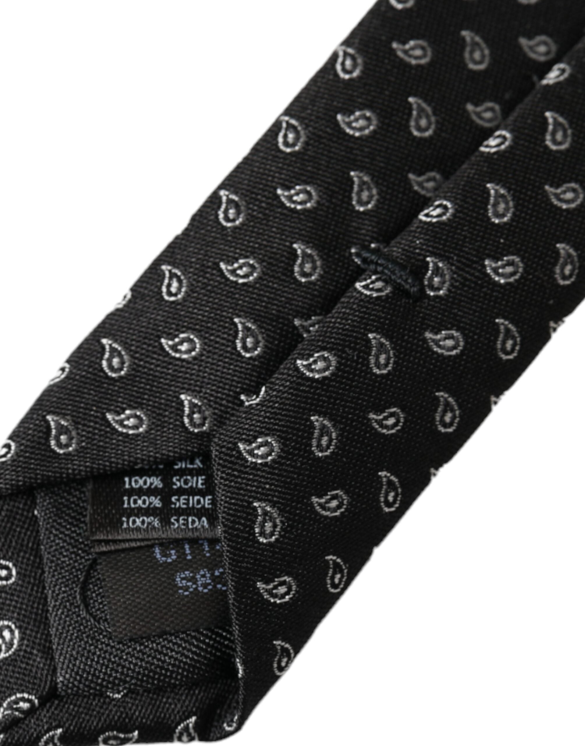 Cravatta regolabile da uomo in seta jacquard nera