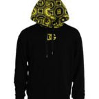 Schwarzer Baumwoll-Hoodie mit Logo