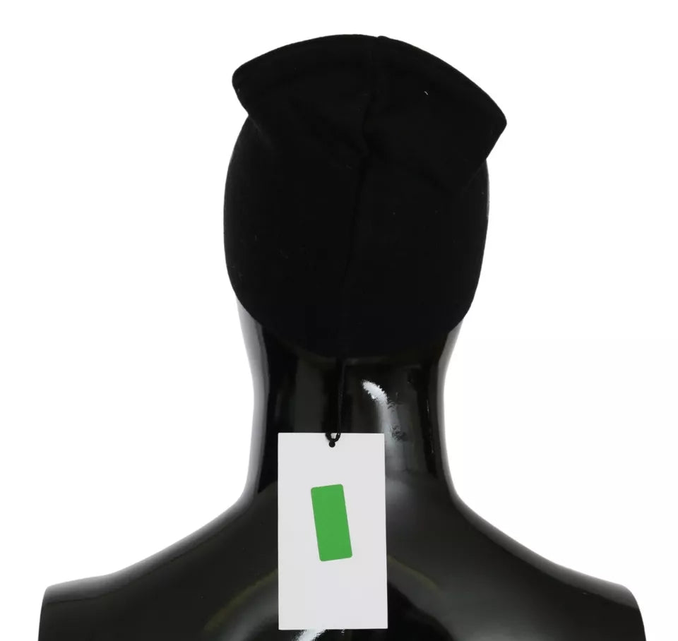 Mütze mit Markenlogo aus Wollmix in Schwarz