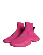 Pinkfarbene Socken-Sneaker mit Logo-Print zum Reinschlüpfen