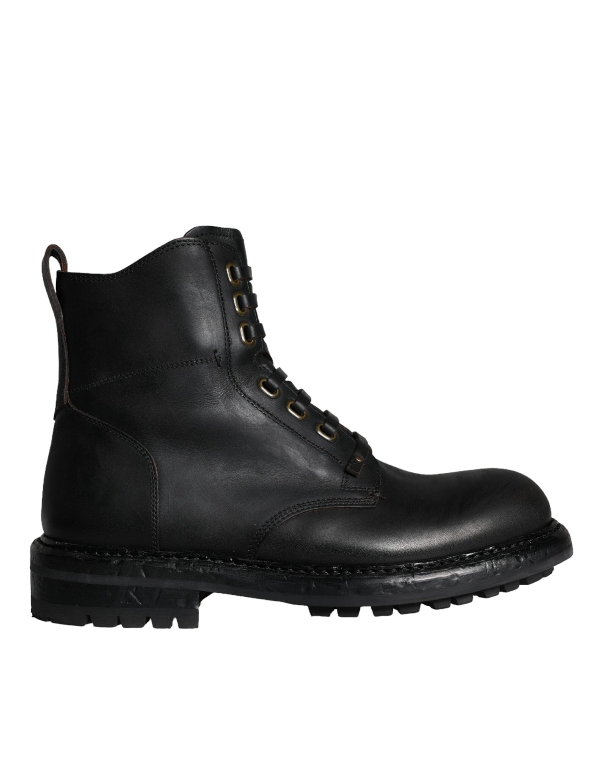 Black Lace-Up Mid-Calf Boots Men's Shoes