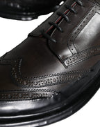 Schwarze Leder Oxford Wingtip Business Herrenschuhe