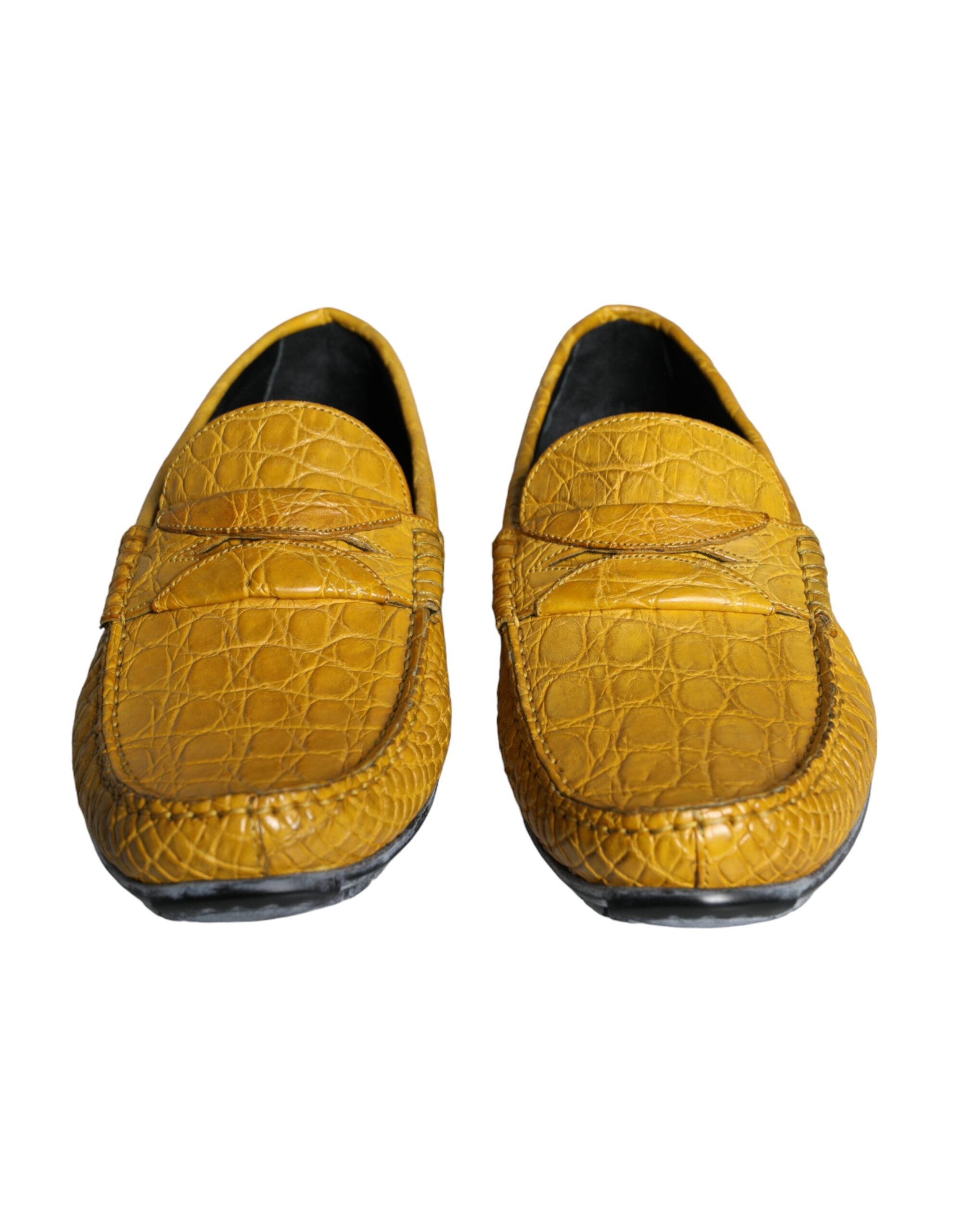 Yellow Leather Slip-On Loafers