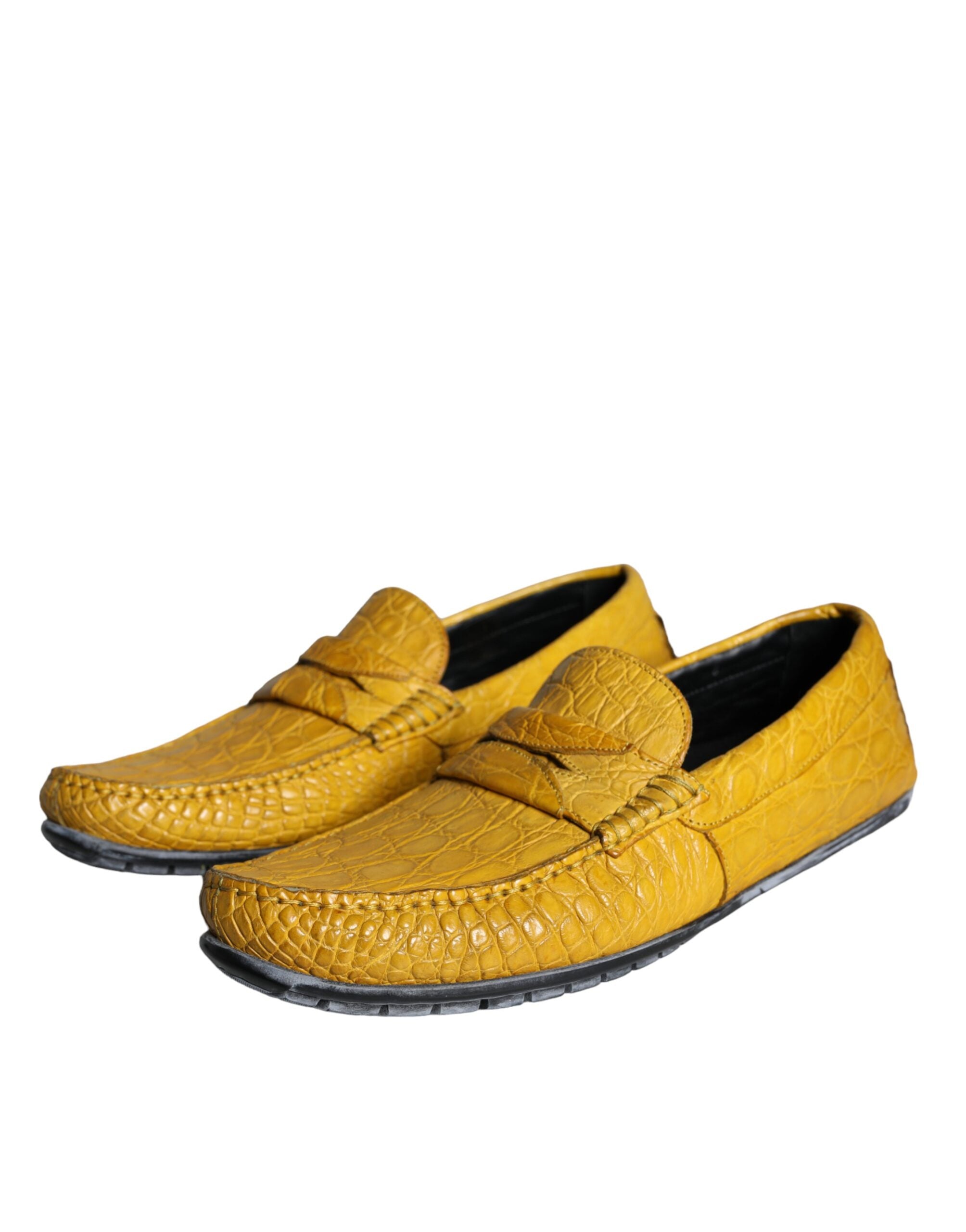 Yellow Leather Slip-On Loafers
