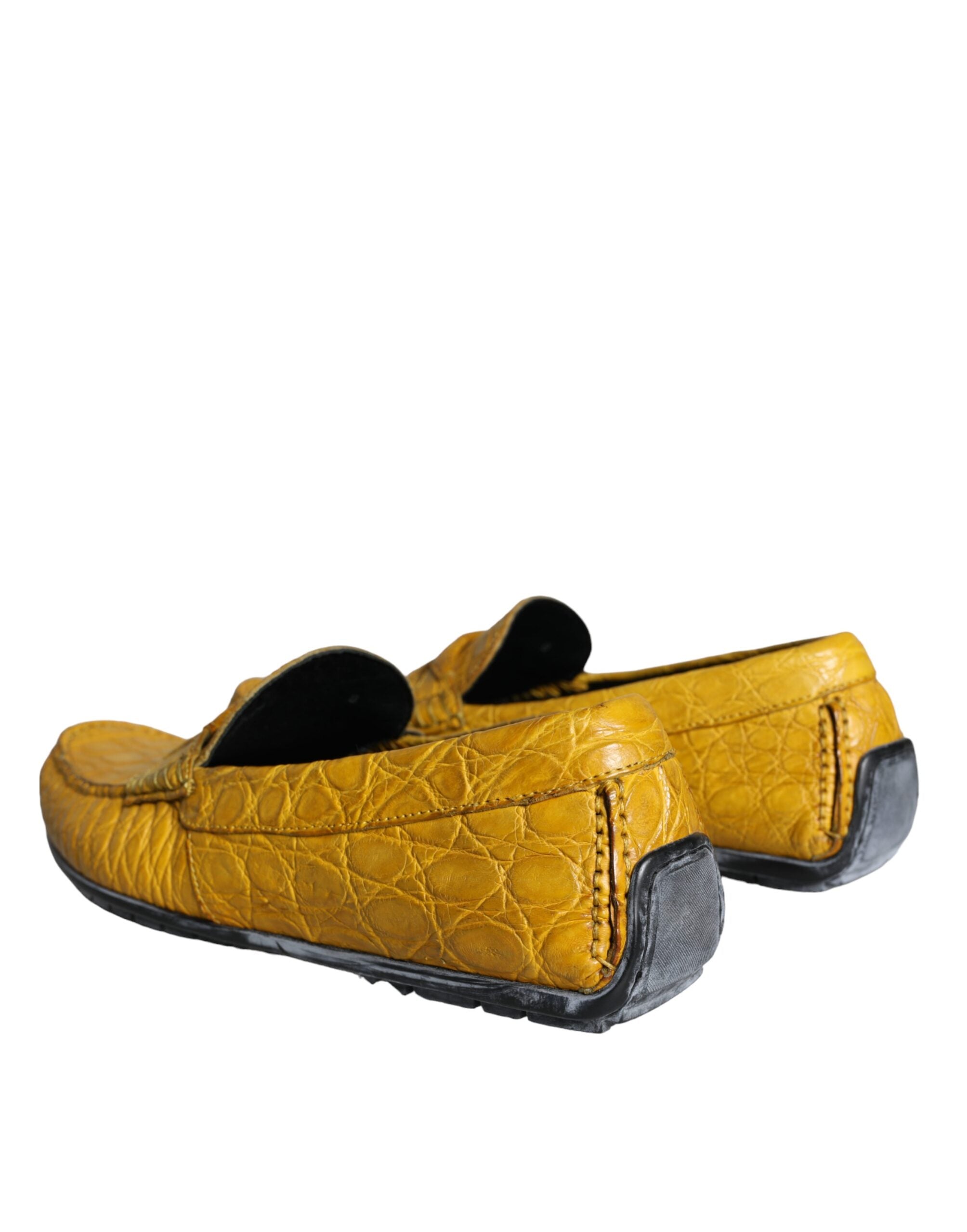Yellow Leather Slip-On Loafers