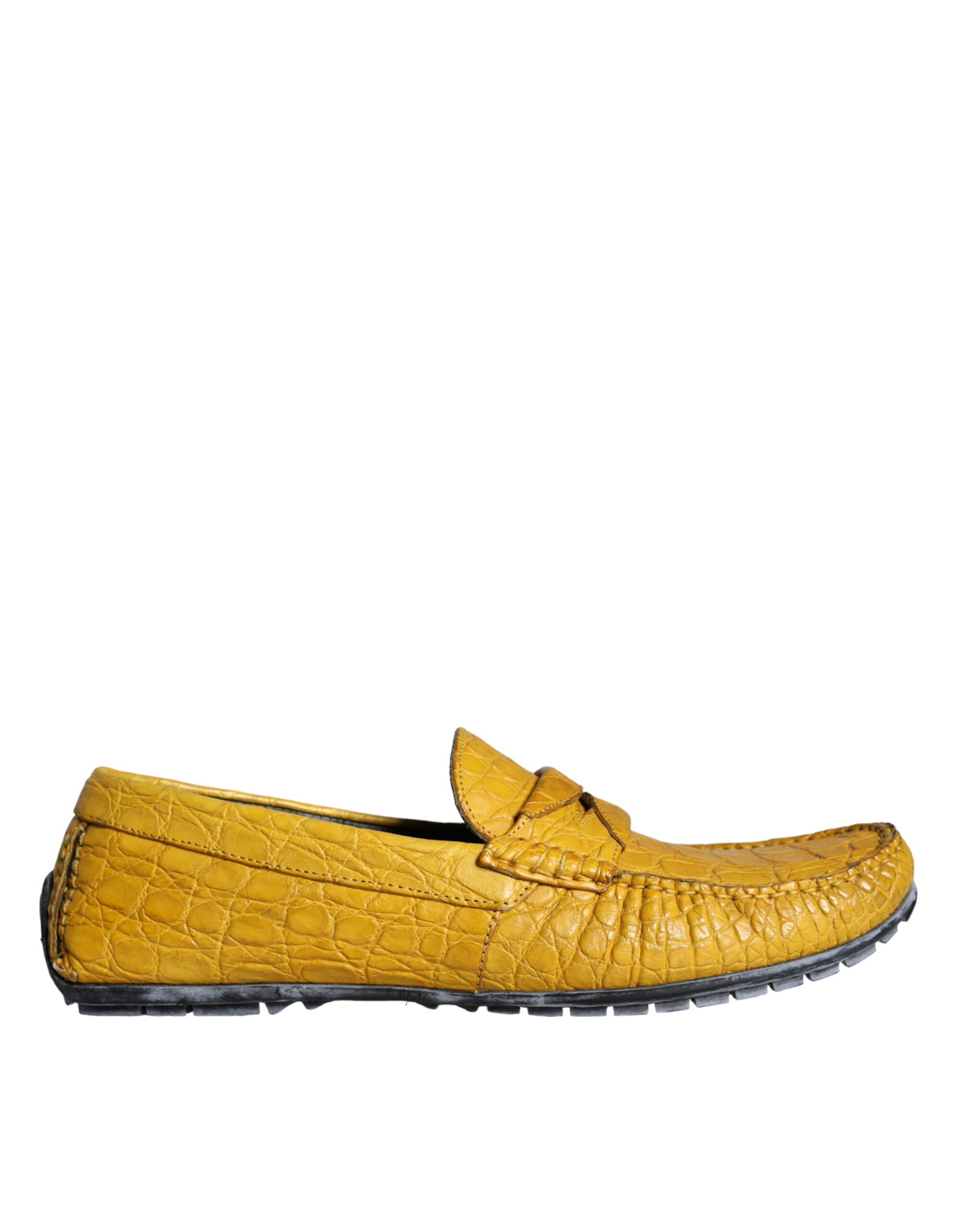 Yellow Leather Slip-On Loafers