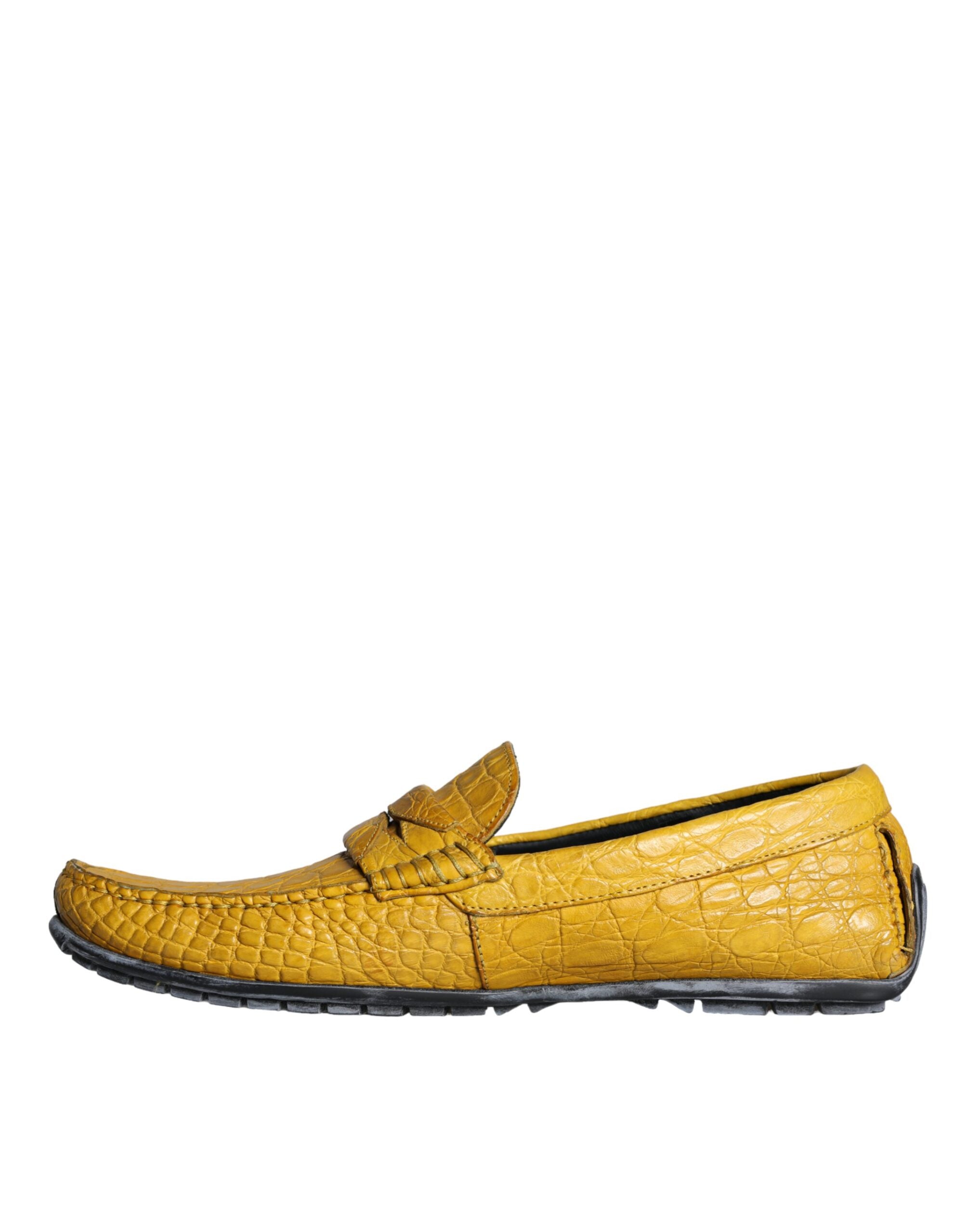 Yellow Leather Slip-On Loafers