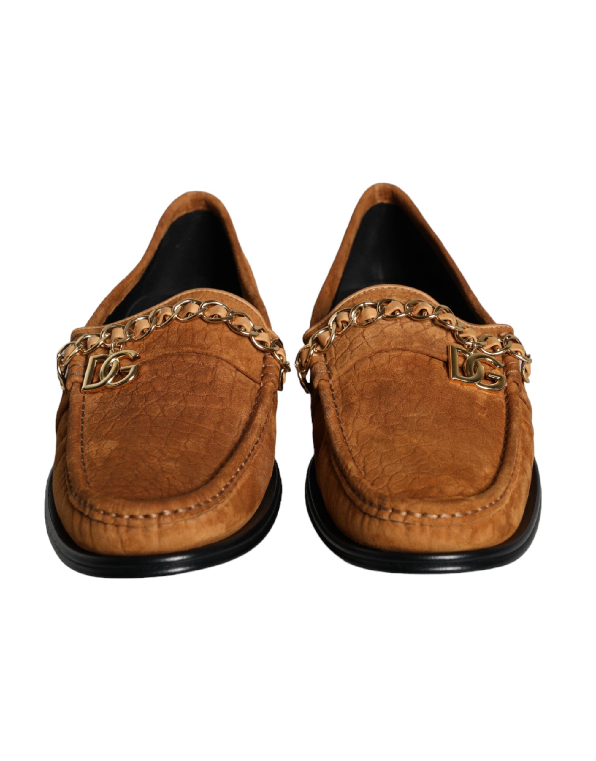 Mocassini slip-on in pelle velluto marrone con logo