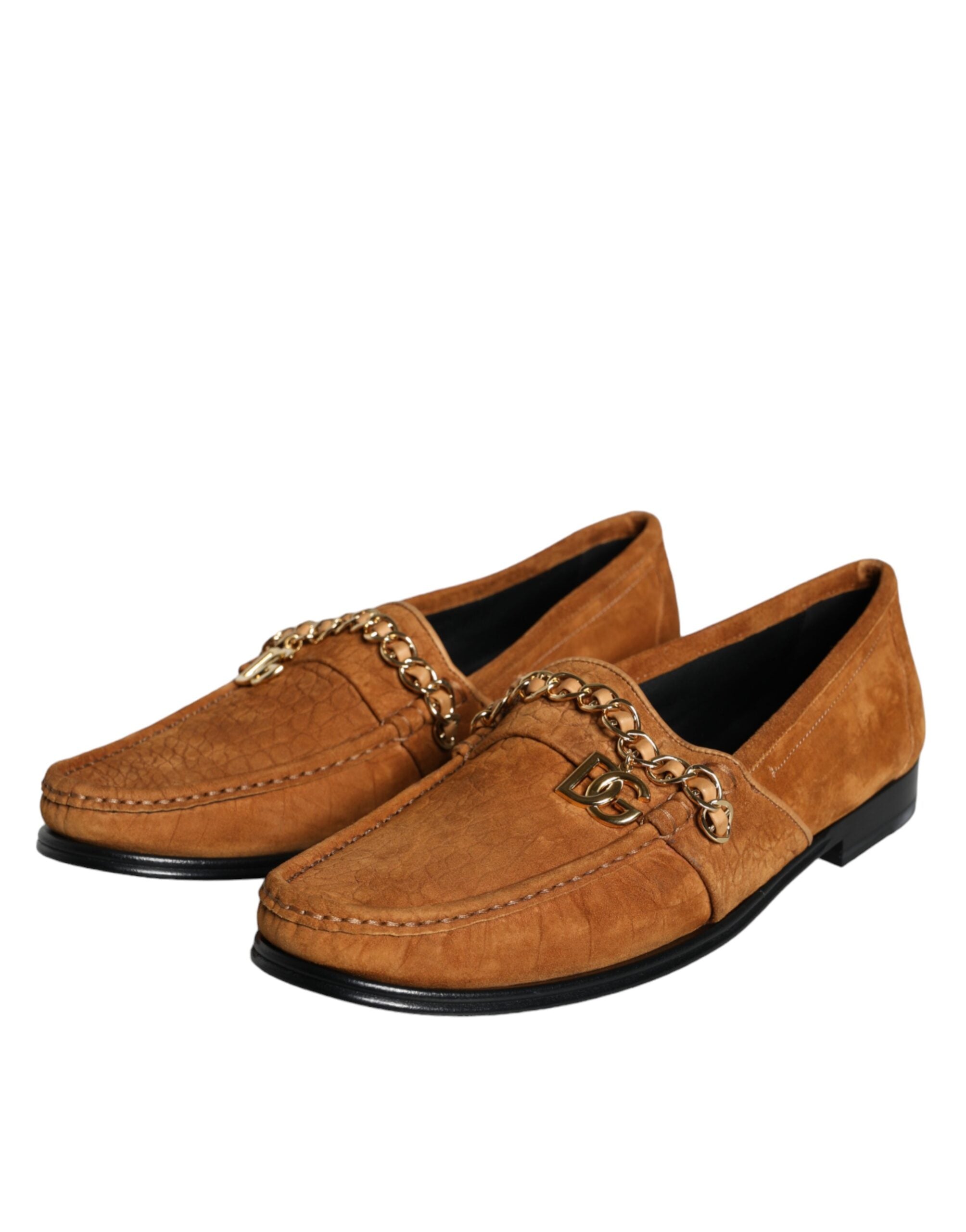 Mocassini slip-on in pelle velluto marrone con logo