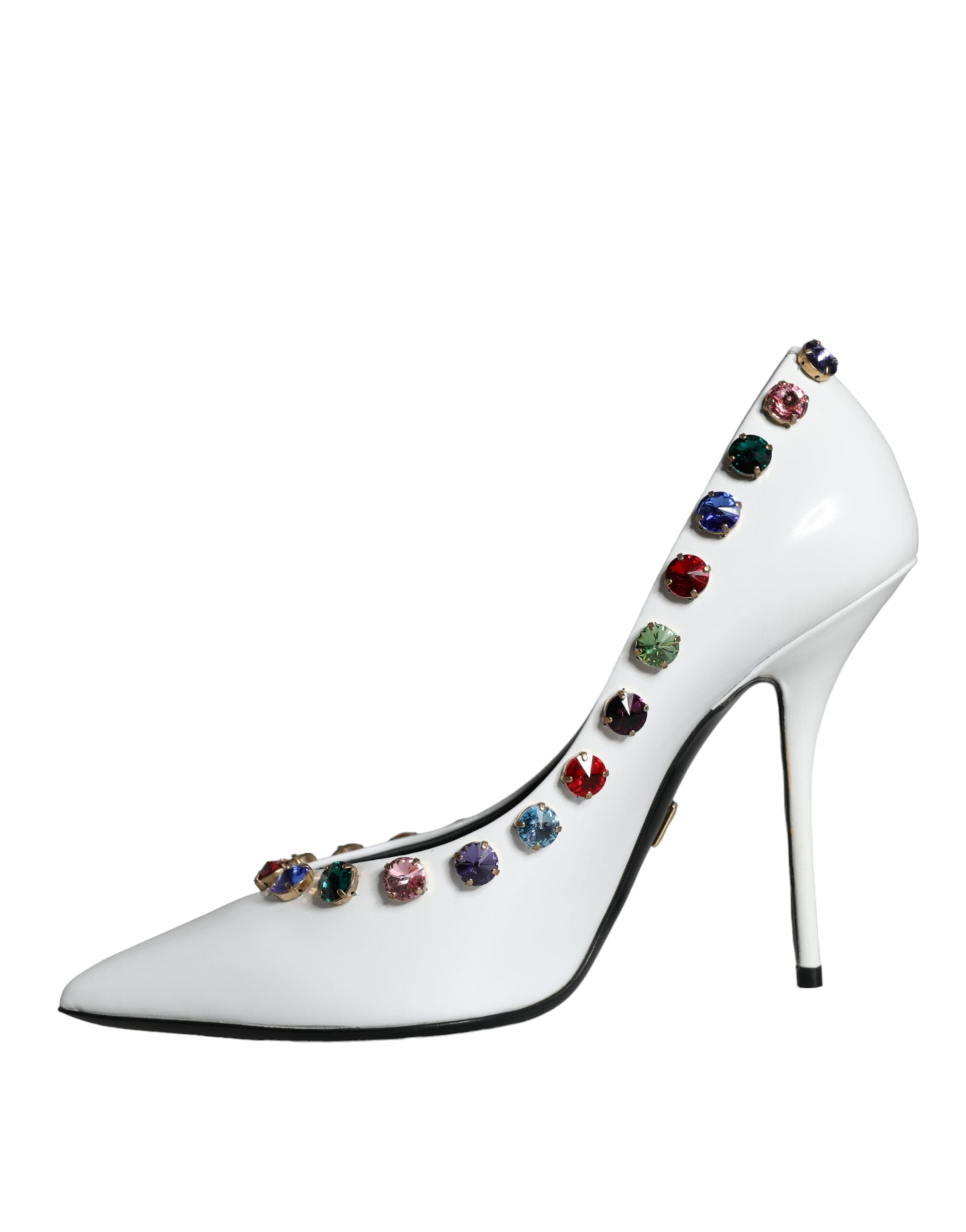 Scarpe décolleté con tacco alto in pelle e cristalli bianchi