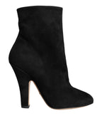 Schwarze Wildleder-Mid-Calf-Stiefel