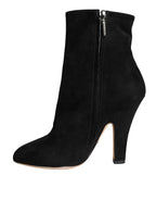 Schwarze Wildleder-Mid-Calf-Stiefel