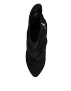 Schwarze Wildleder-Mid-Calf-Stiefel