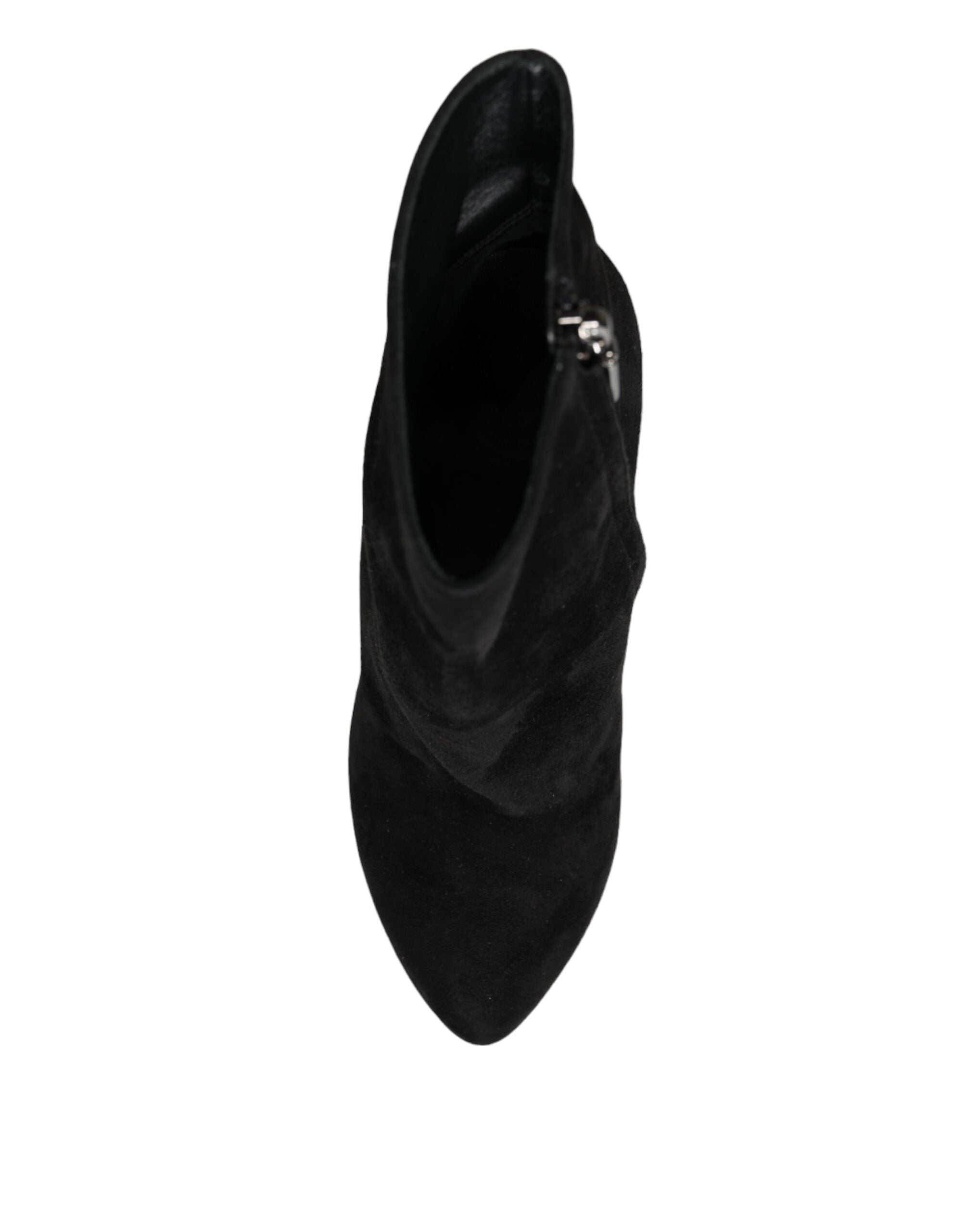 Schwarze Wildleder-Mid-Calf-Stiefel