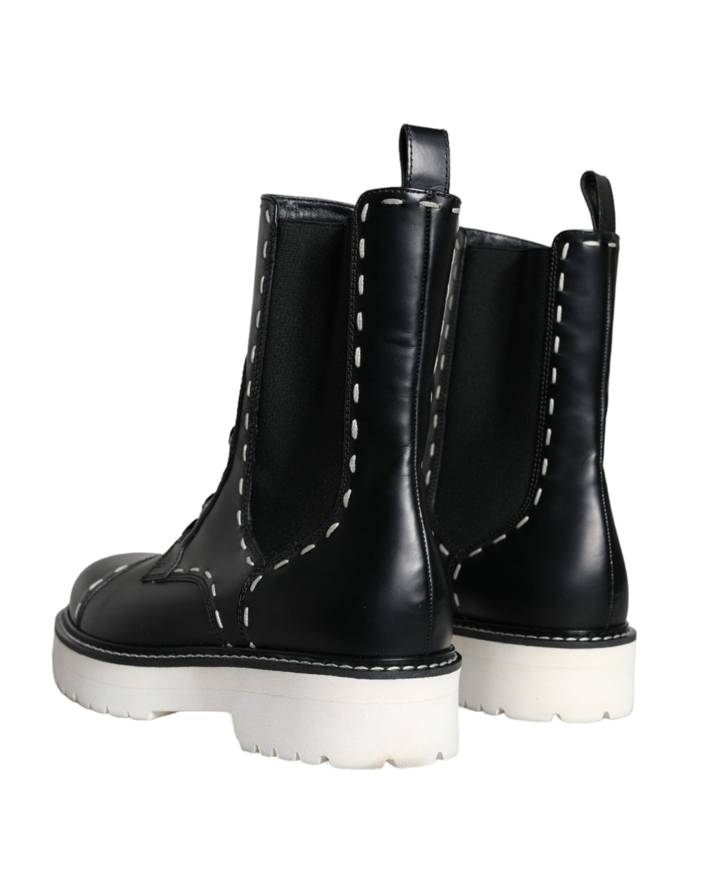 Schwarze Leder-Combat-Stiefel, knöchelhoch