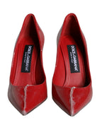 Rote Lackleder Pumps mit Kunstperlen