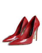 Rote Lackleder Pumps mit Kunstperlen