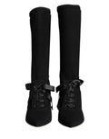 Schwarze Stiletto-Absatzstiefel