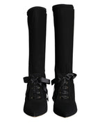 Schwarze Stiletto-Absatzstiefel