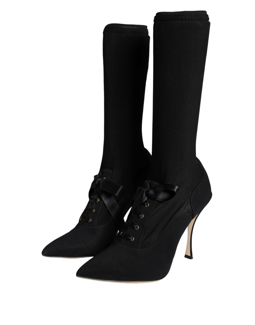 Schwarze Stiletto-Absatzstiefel