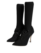 Schwarze Stiletto-Absatzstiefel