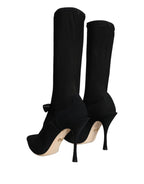 Schwarze Stiletto-Absatzstiefel