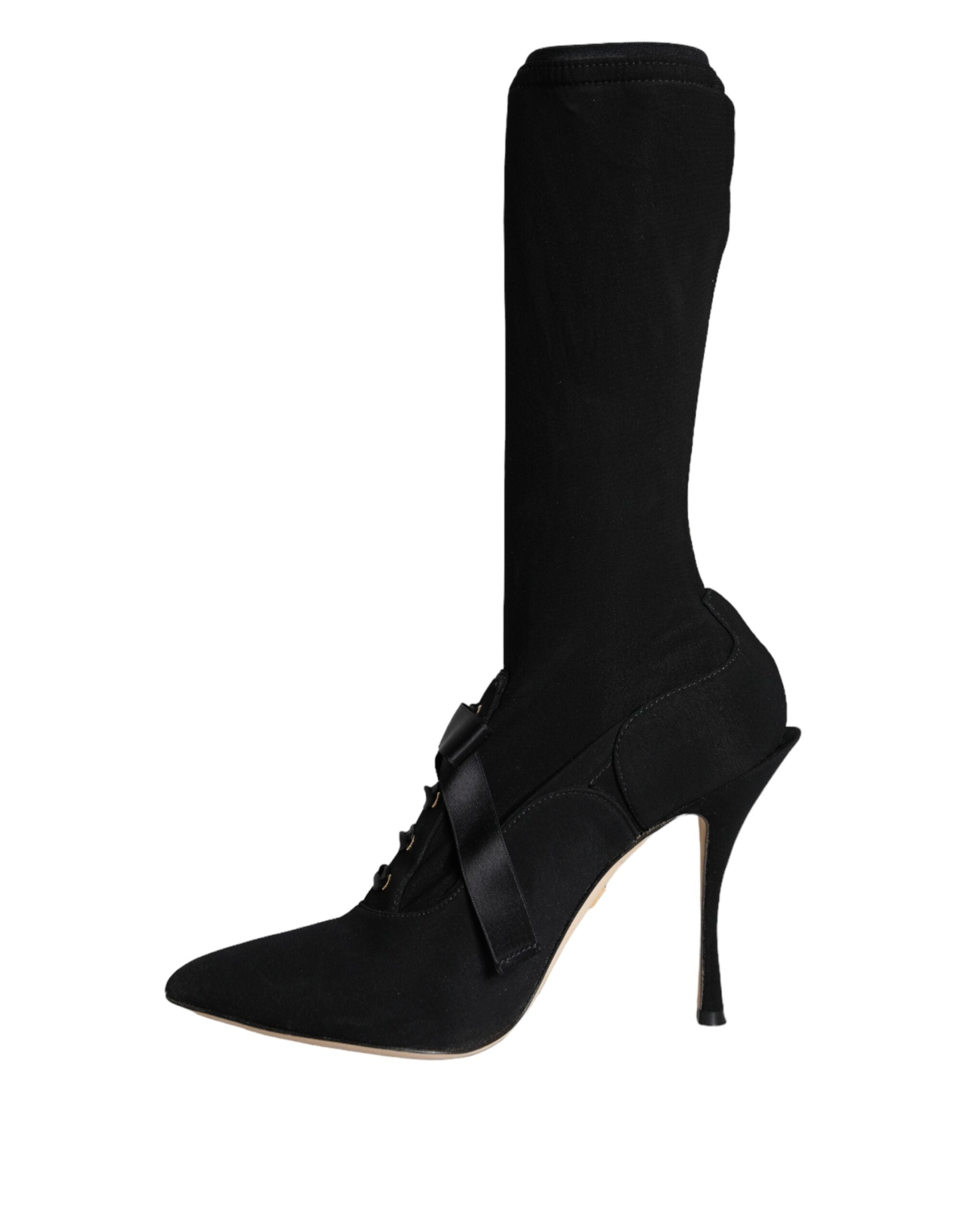 Schwarze Stiletto-Absatzstiefel