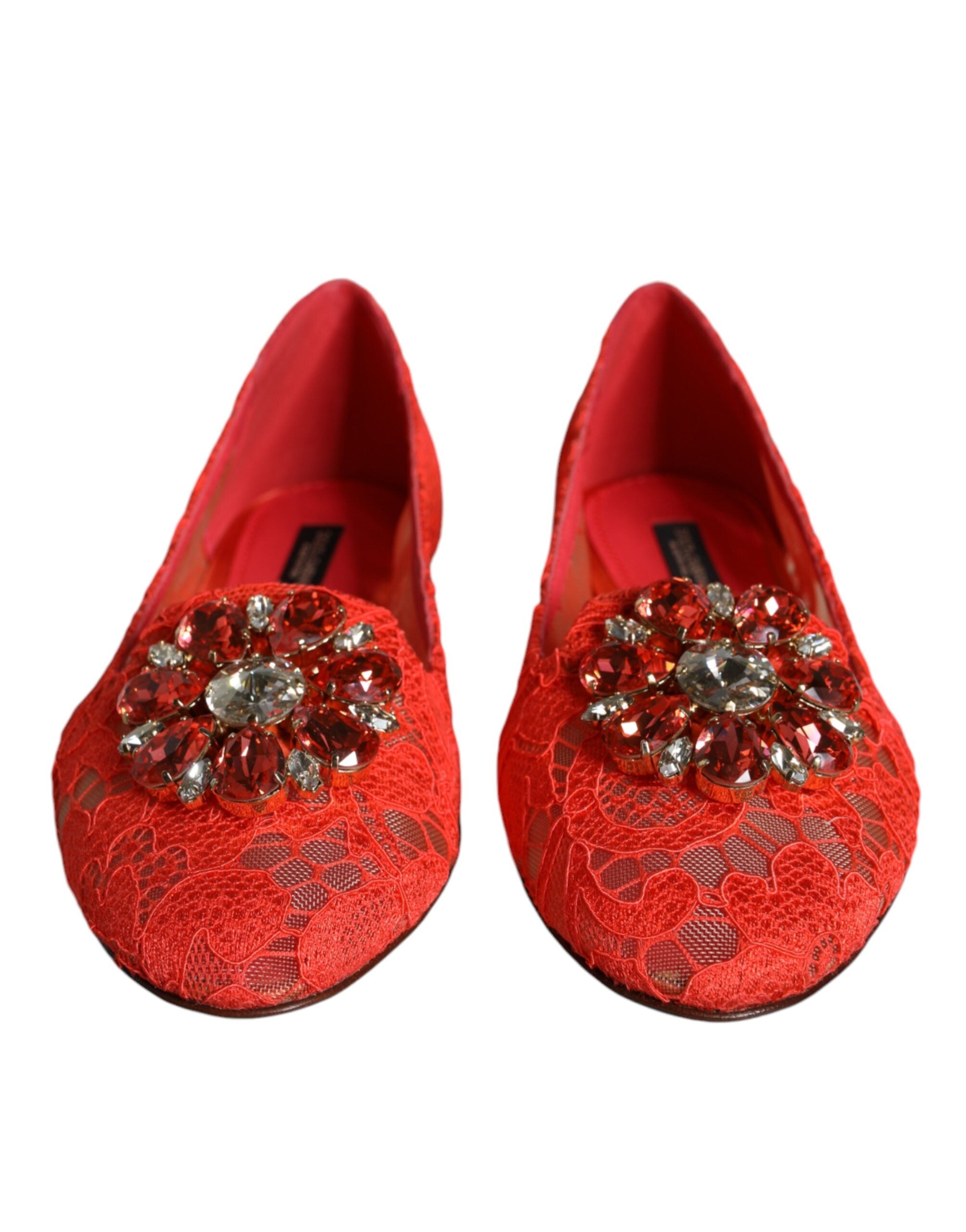 Coral Spitze Kristall Ballerinas Mokassins Schuhe