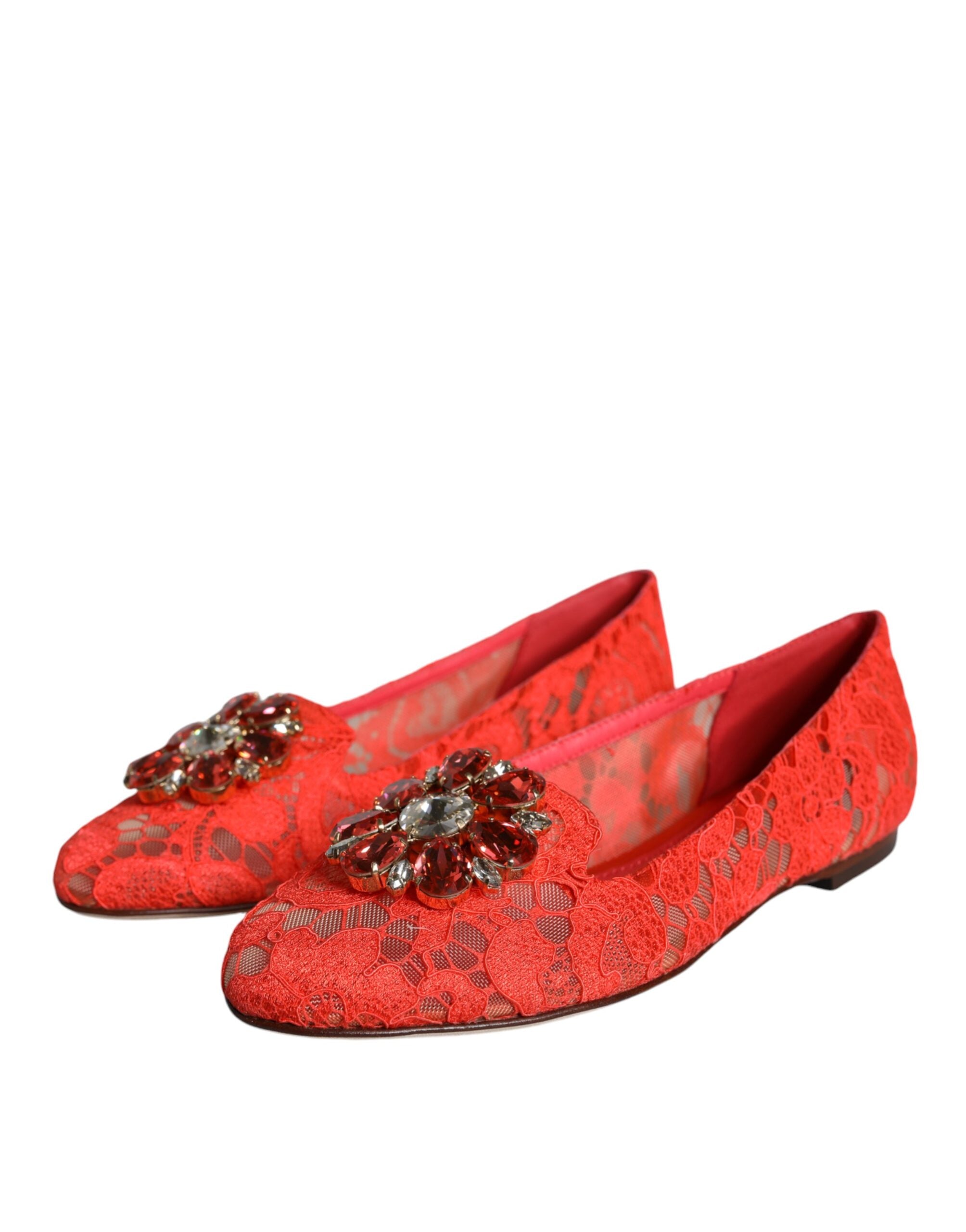 Coral Spitze Kristall Ballerinas Mokassins Schuhe