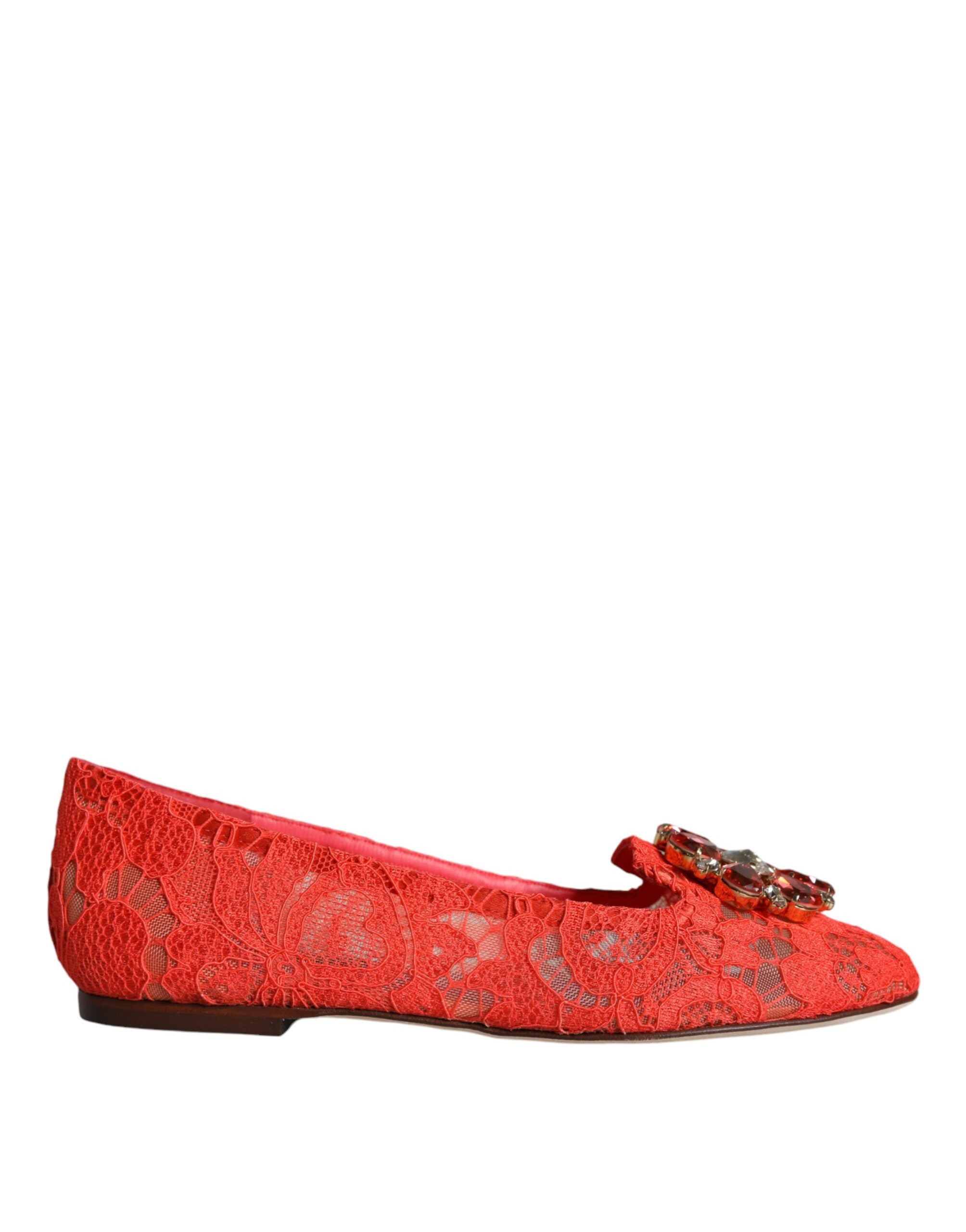 Coral Spitze Kristall Ballerinas Mokassins Schuhe