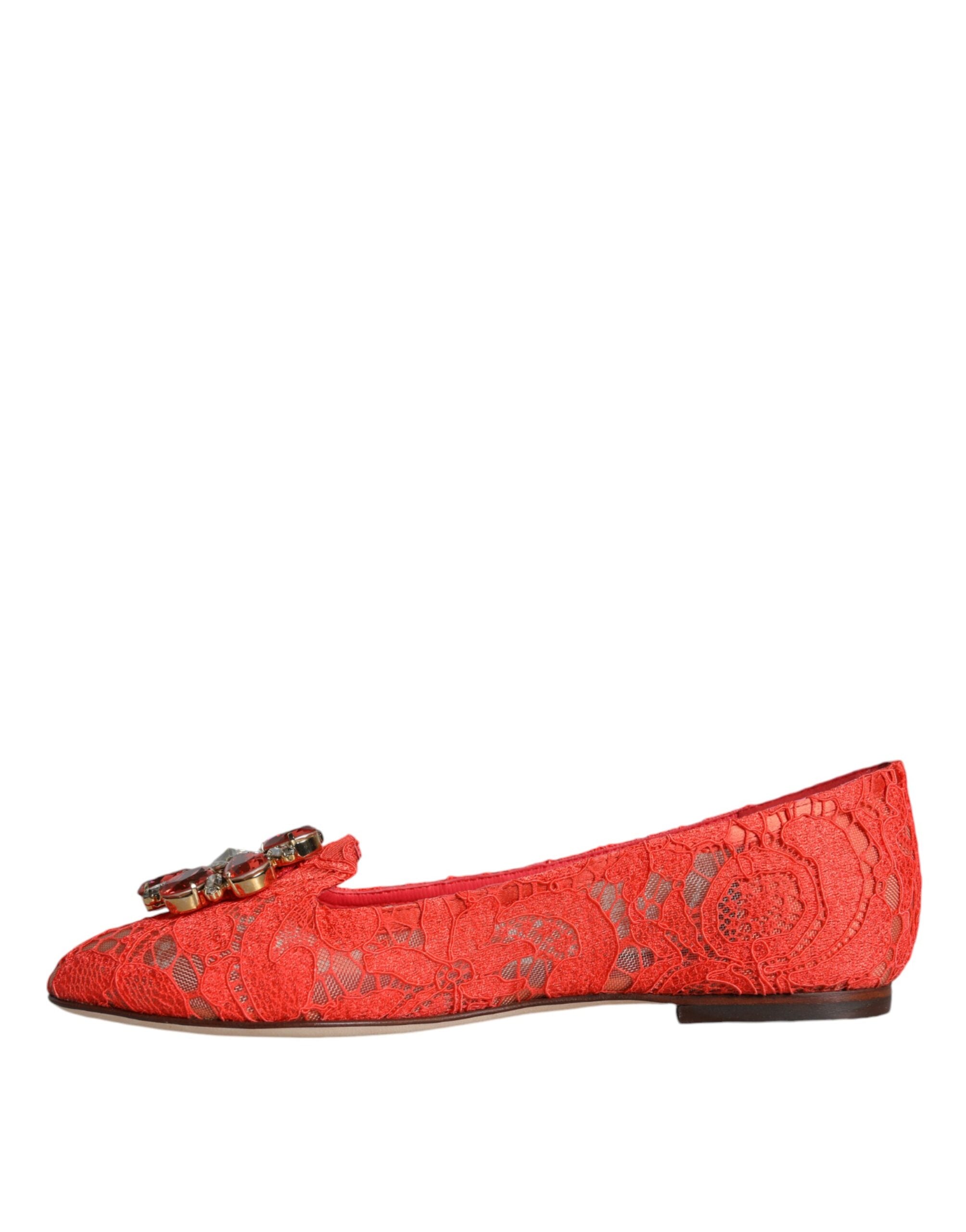 Coral Spitze Kristall Ballerinas Mokassins Schuhe