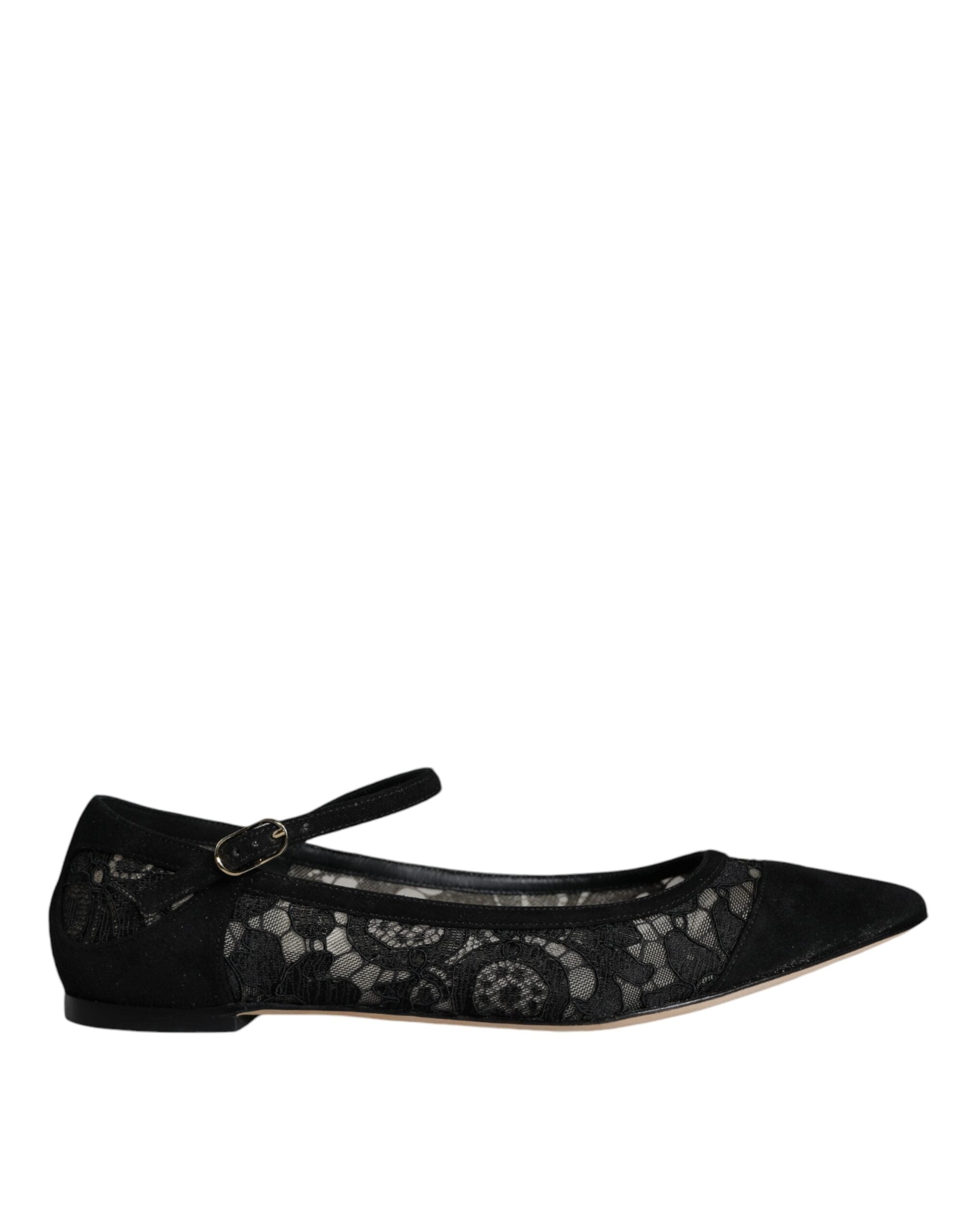 Schwarze Taormina-Spitzen-Ballerinas Bellucci