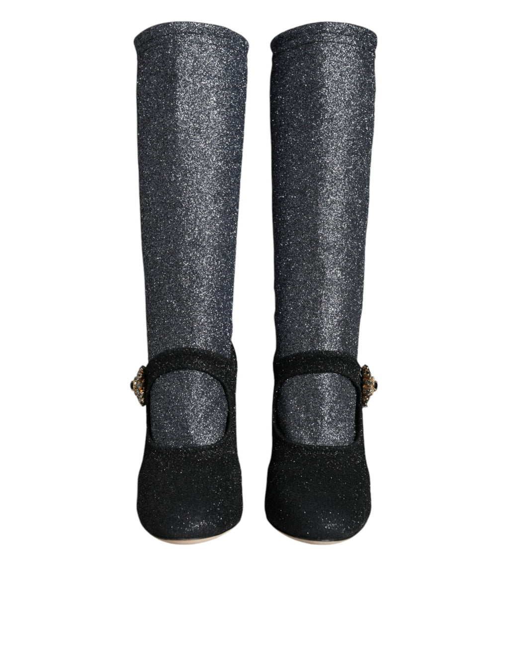 Schwarze Kristall Mary Janes Stiefeletten