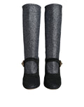 Schwarze Kristall Mary Janes Stiefeletten
