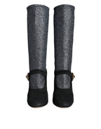 Schwarze Kristall Mary Janes Stiefeletten