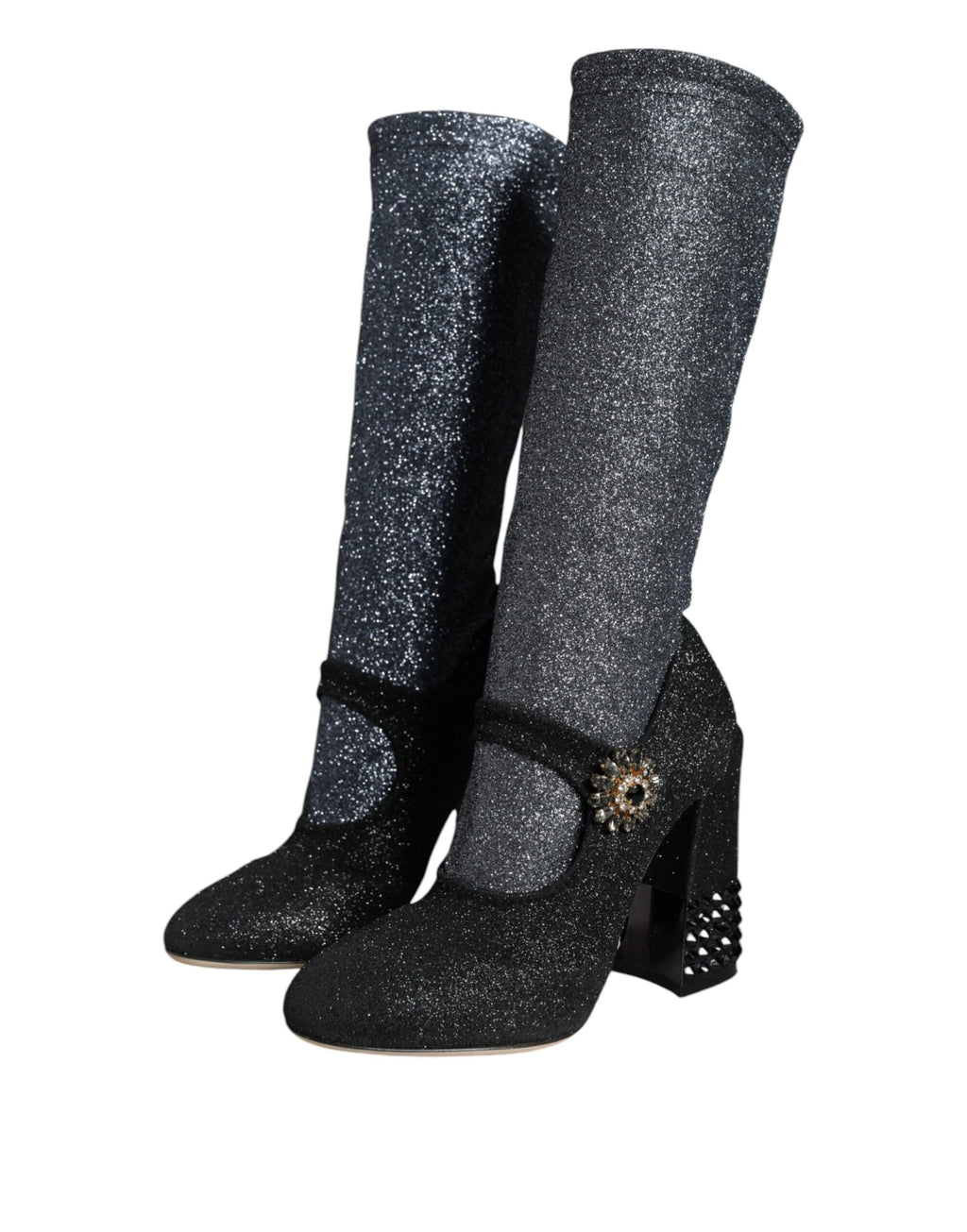 Schwarze Kristall Mary Janes Stiefeletten