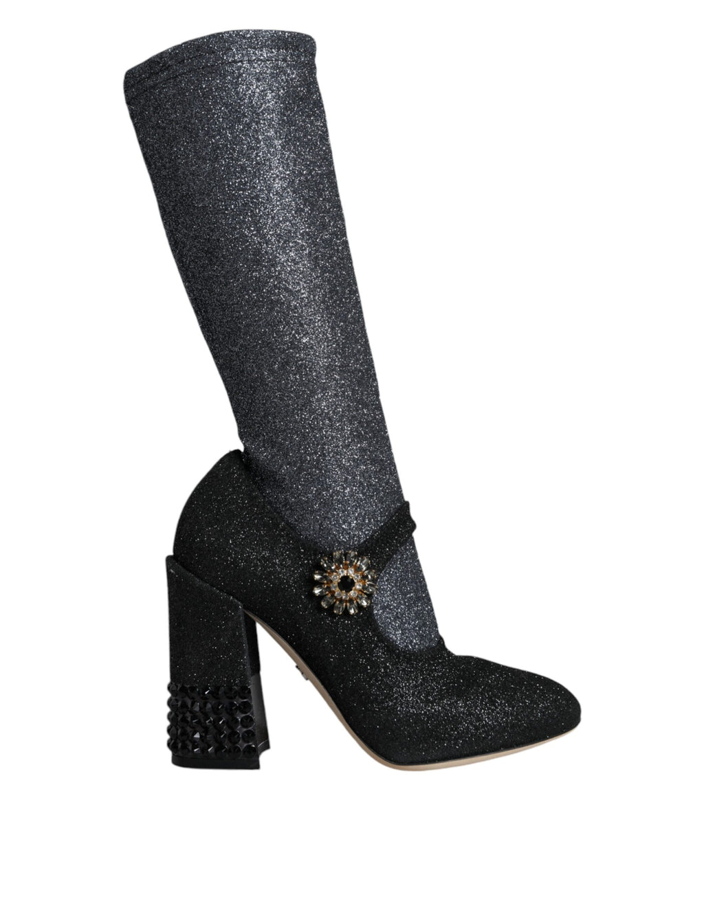 Schwarze Kristall Mary Janes Stiefeletten