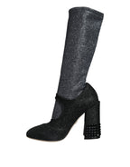 Schwarze Kristall Mary Janes Stiefeletten
