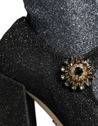 Schwarze Kristall Mary Janes Stiefeletten