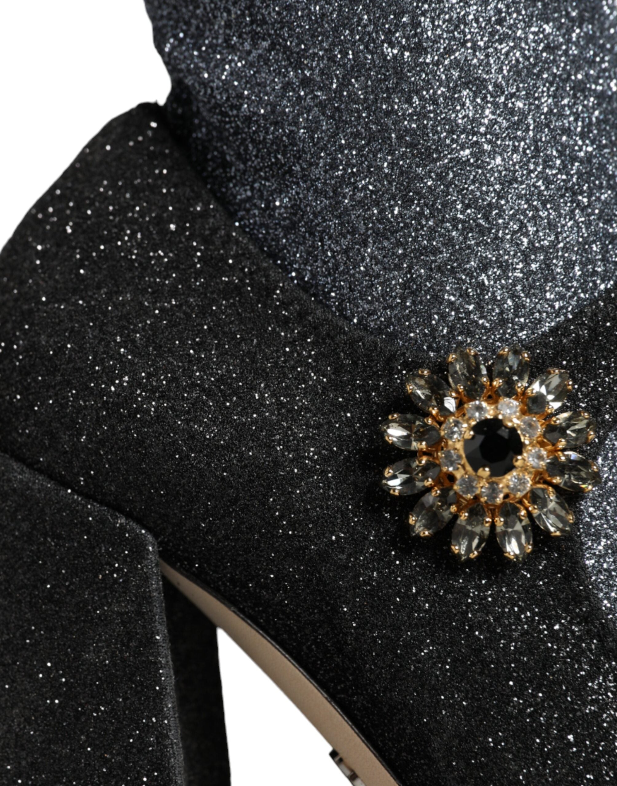 Schwarze Kristall Mary Janes Stiefeletten