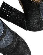 Schwarze Kristall Mary Janes Stiefeletten