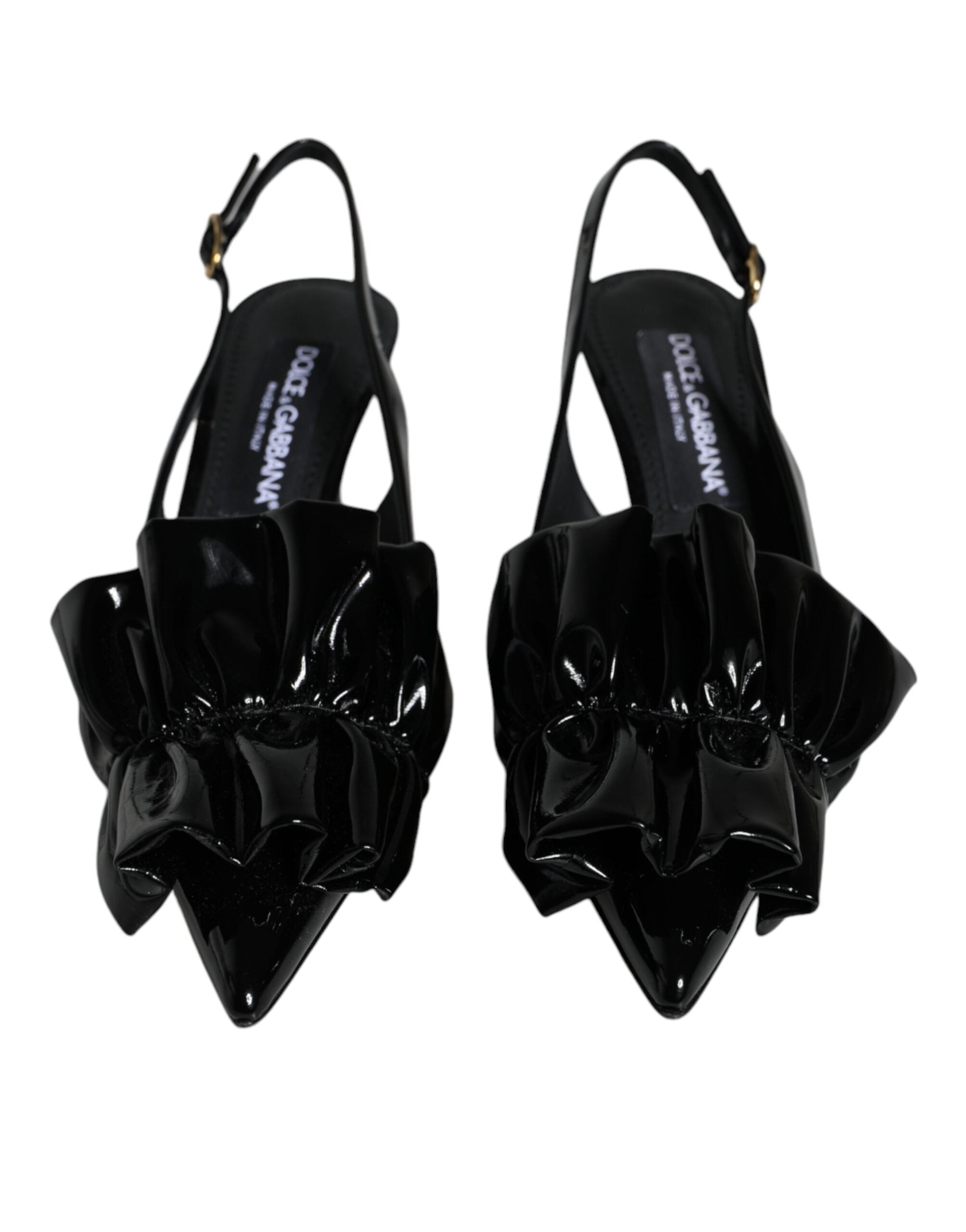Black Patent Leather Slingback Heels