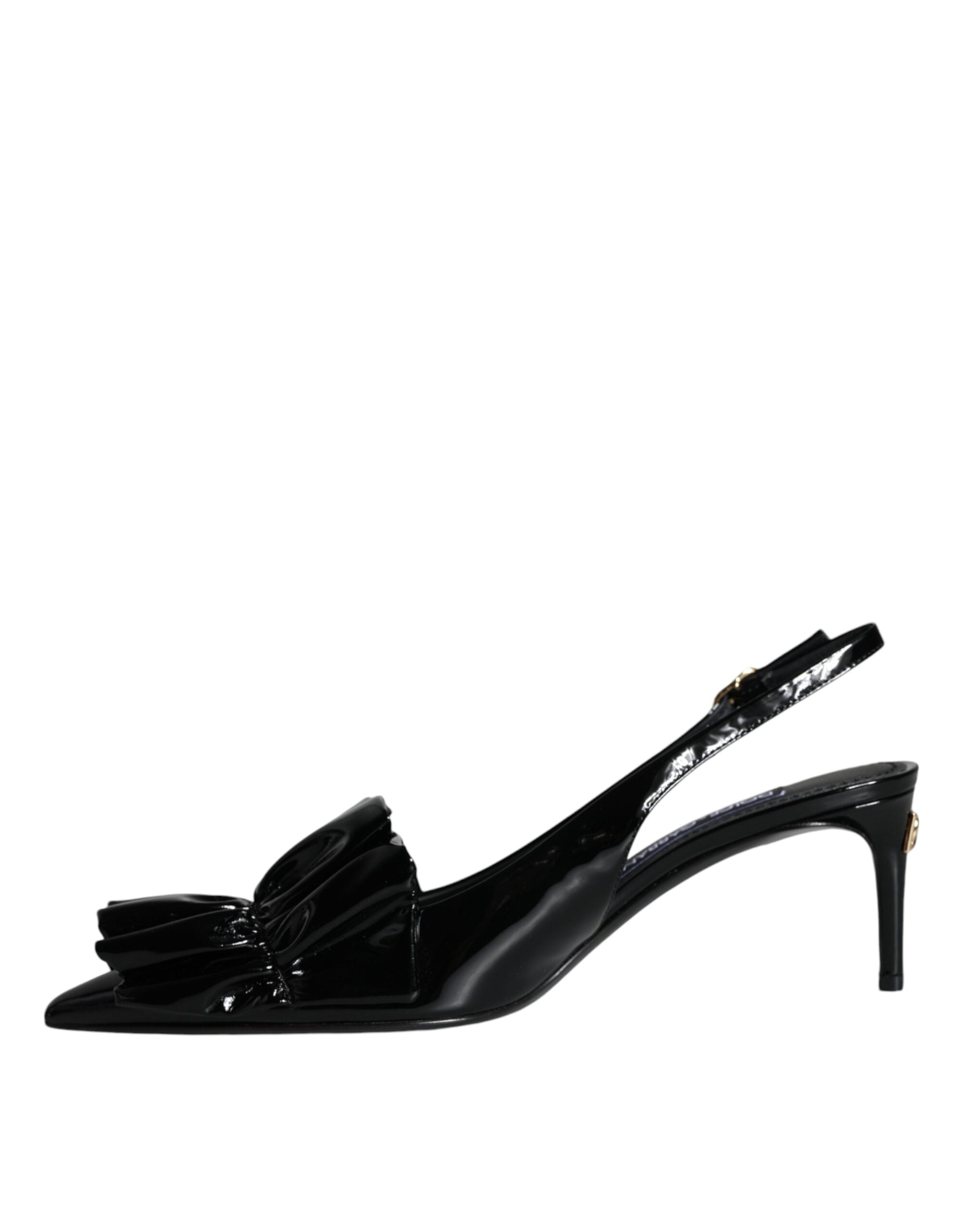 Black Patent Leather Slingback Heels