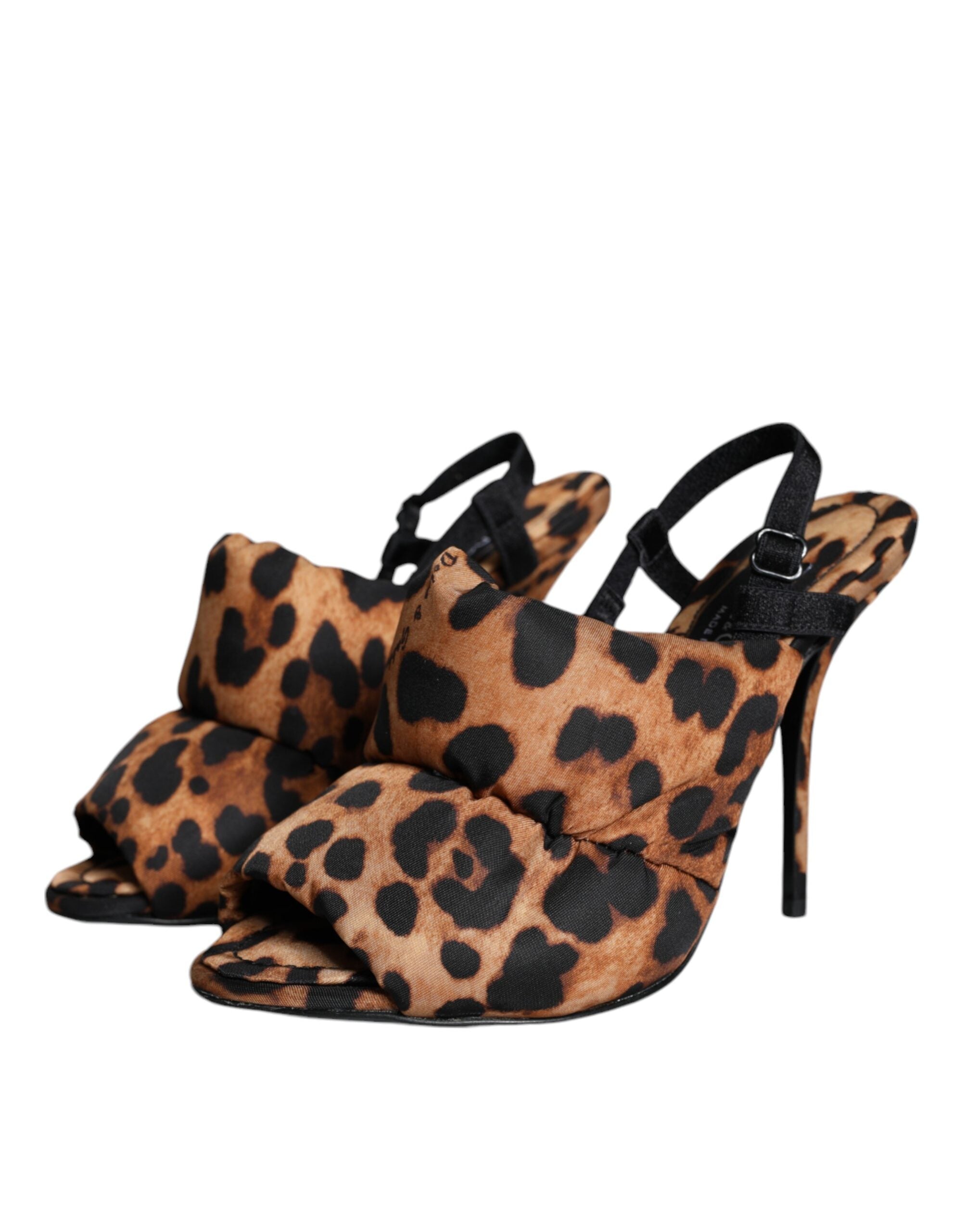 Braune Leopard Keira Slingback-Sandalen